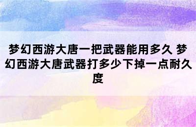 梦幻西游大唐一把武器能用多久 梦幻西游大唐武器打多少下掉一点耐久度